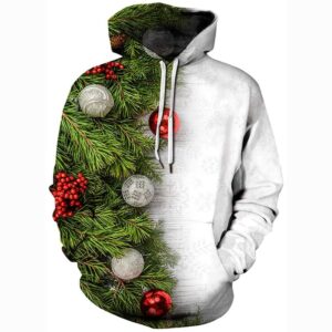 Christmas Hoodies - Green and White Pullover Hoodie Christmas Bell