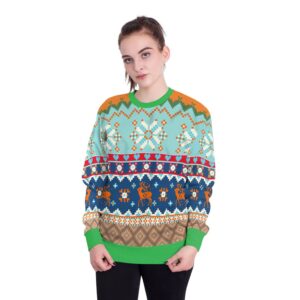 Christmas Sweatshirts - Christmas Snowflake and Deer Striped Pattern 3D Sweatshirt