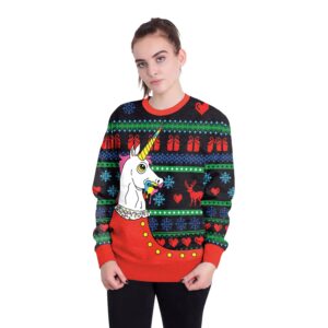 Christmas Sweatshirts - Christmas Unicorn Icon Cute 3D Sweatshirt