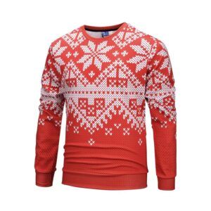 Christmas Sweatshirts - Happy Christmas Snowflake Striped Pattern Red 3D Sweatshirt