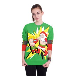 Christmas Sweatshirts - Super Funny Santa Claus Icon Cute Green 3D Sweatshirt