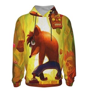 Crash Bandicoot Hoodies - Crash Bandicoot Aku Aku Yellow 3D Print Pullover Sweatshirt