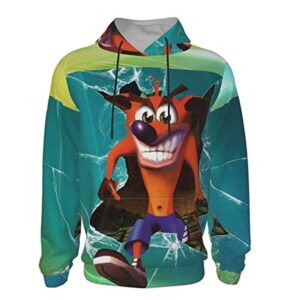 Crash Bandicoot Hoodies - Crash Bandicoot Green 3D Print Pullover Sweatshirt