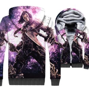 Darksiders Jackets - Darksiders Game Series Death Reaper Character Blue Super Cool 3D Fleece Jacket