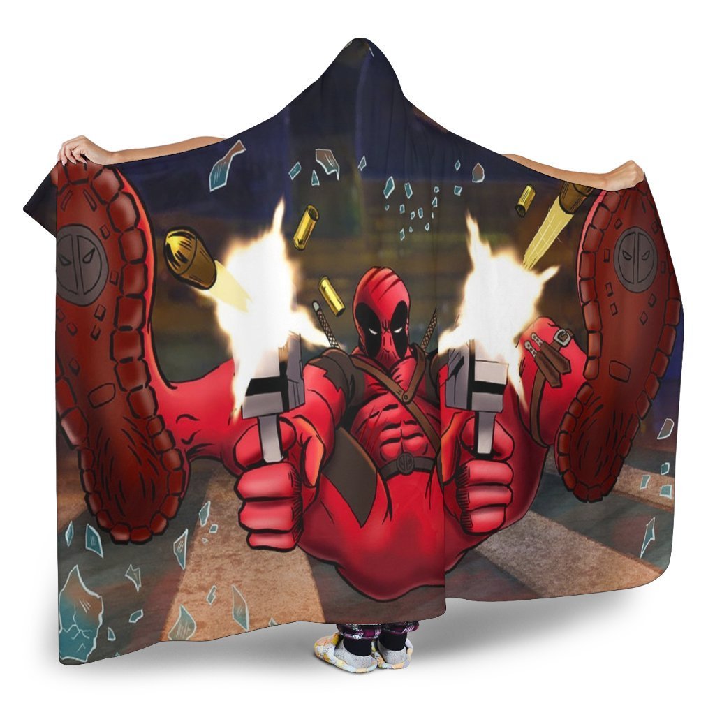 Deadpool Hooded Blanket - Double Gun Red Blanket - Image 2
