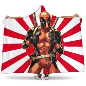 Deadpool Hooded Blanket - Hey Yo White And Red Blanket