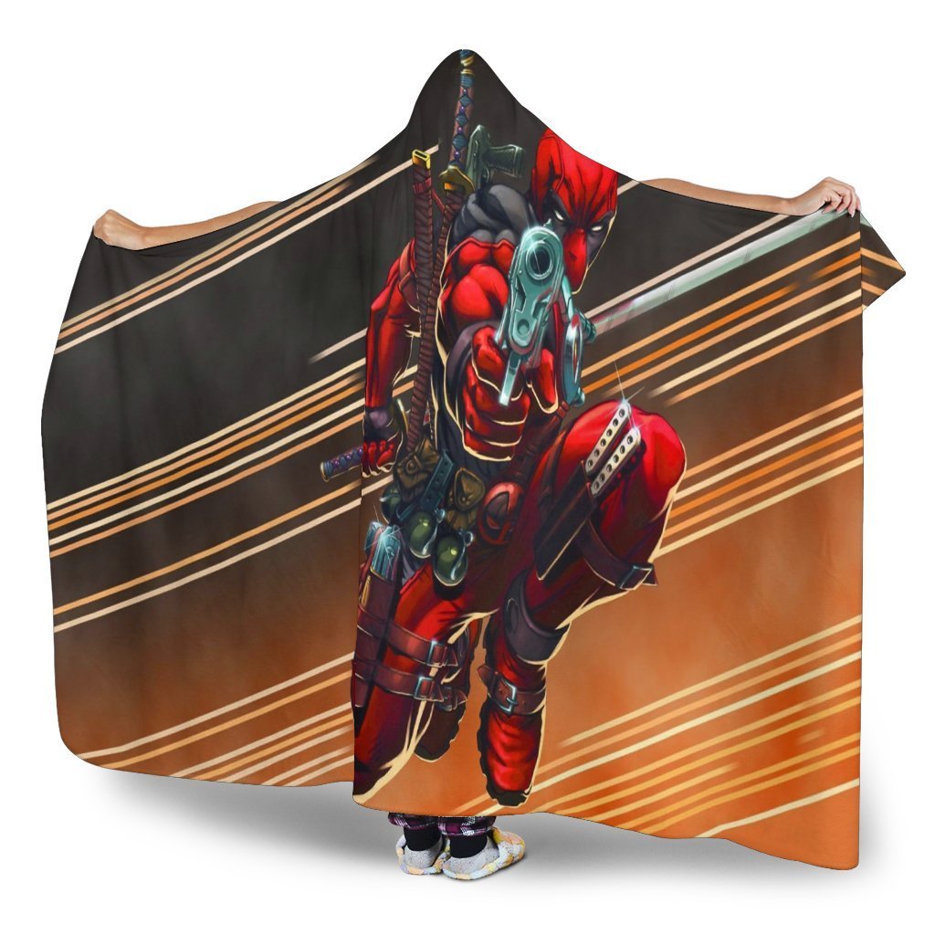 Deadpool Hooded Blanket - Open Fire Black Blanket - Image 2