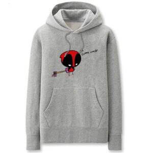 Deadpool Hoodies - Solid Color Super Hero Deadpool Cartoon Style Cute Fleece Hoodie