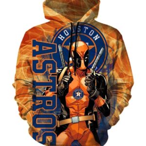 Deadpool Houston Astros Hoodies - Pullover Orange Hoodie