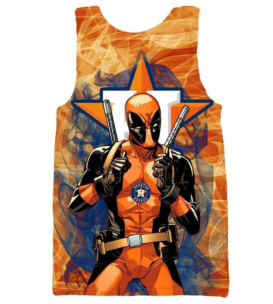 Deadpool Houston Astros Hoodies - Pullover Orange Hoodie - Image 10