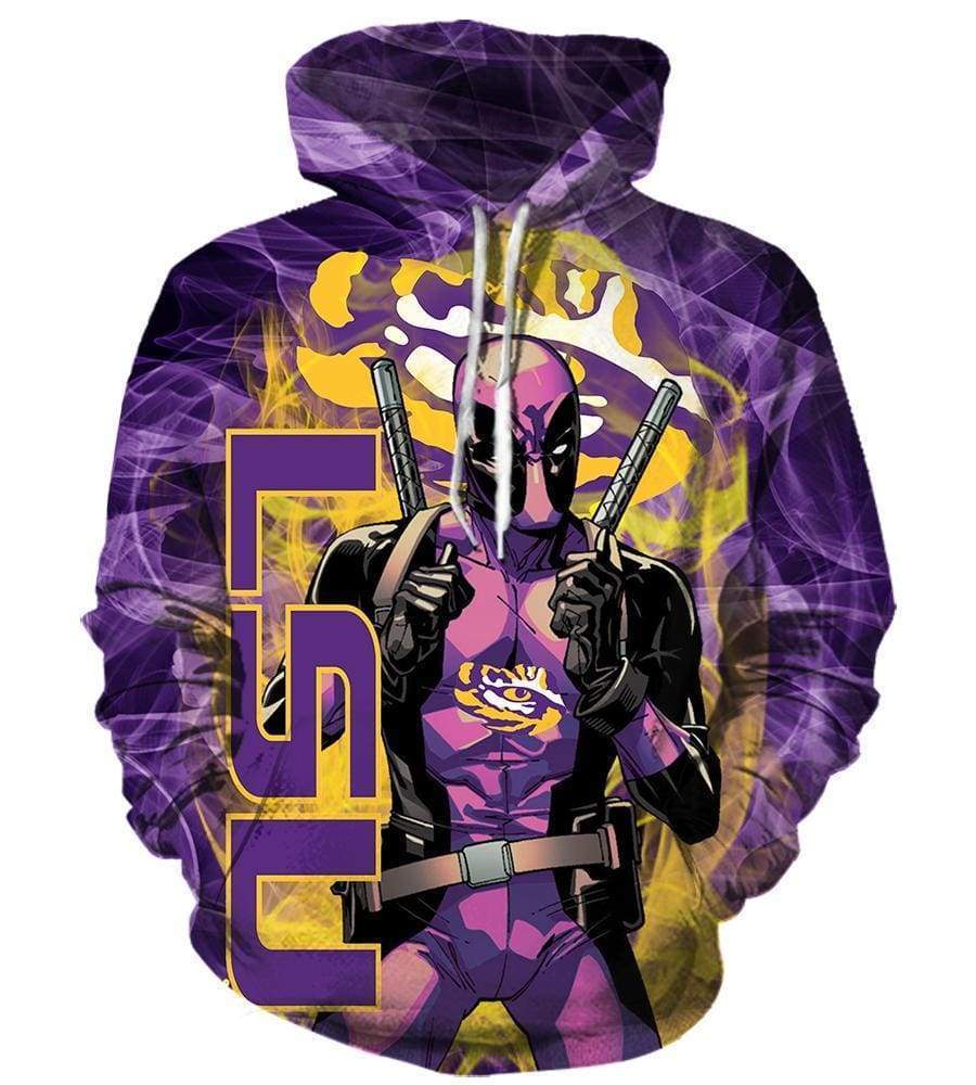 Deadpool lsu Tigers Hoodies - Pullover Purple Hoodie