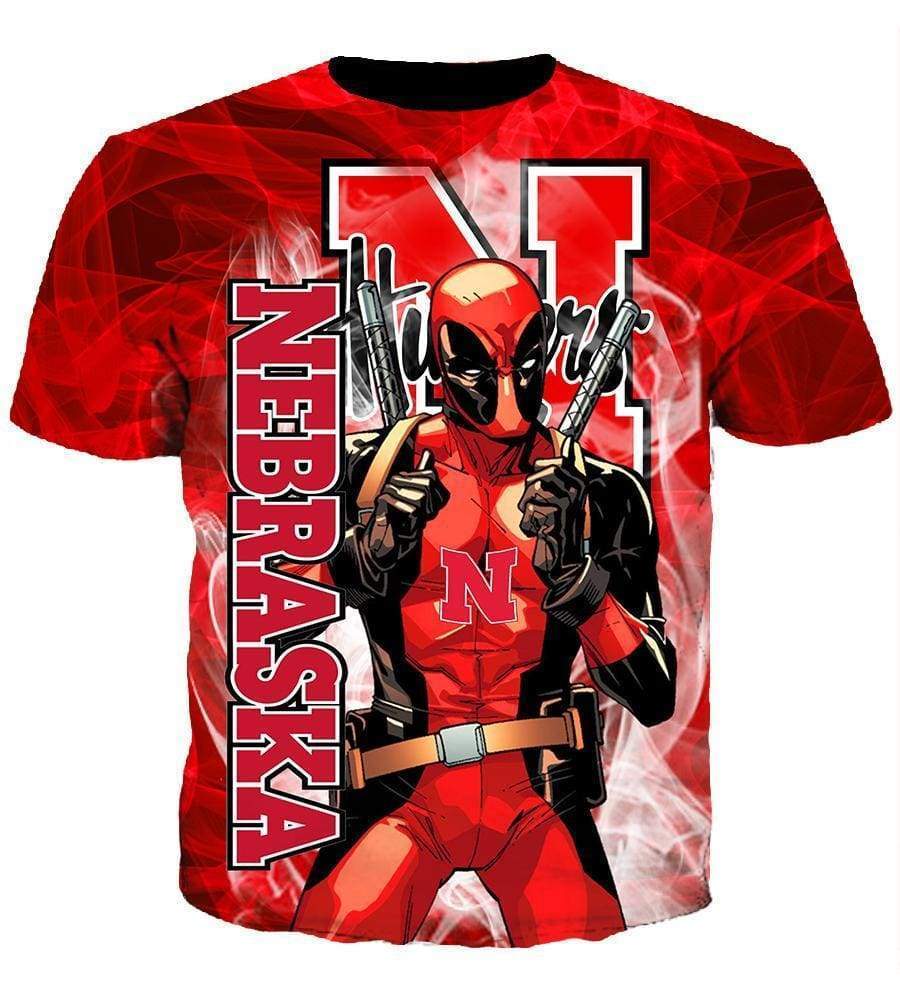 Deadpool Nebraska Cornhuskers Hoodies - Pullover Red Hoodie - Image 7