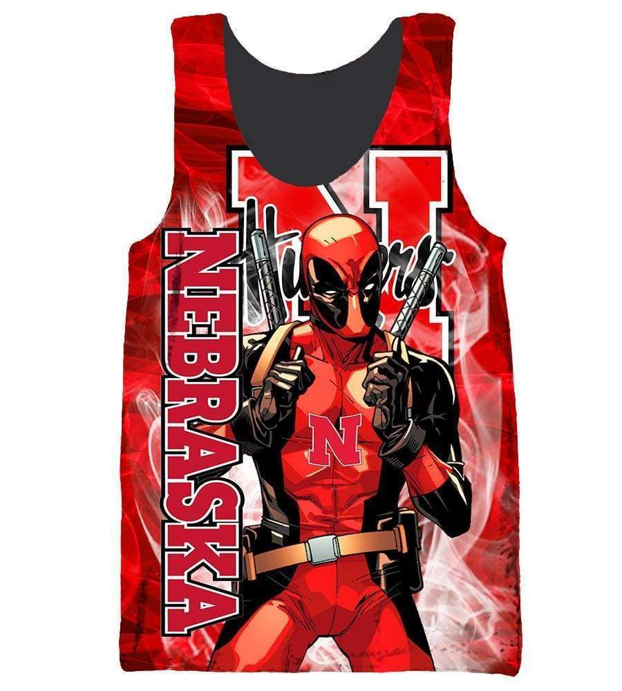 Deadpool Nebraska Cornhuskers Hoodies - Pullover Red Hoodie - Image 9