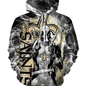Deadpool New Orleans Saints Hoodies - Pullover Black Hoodie