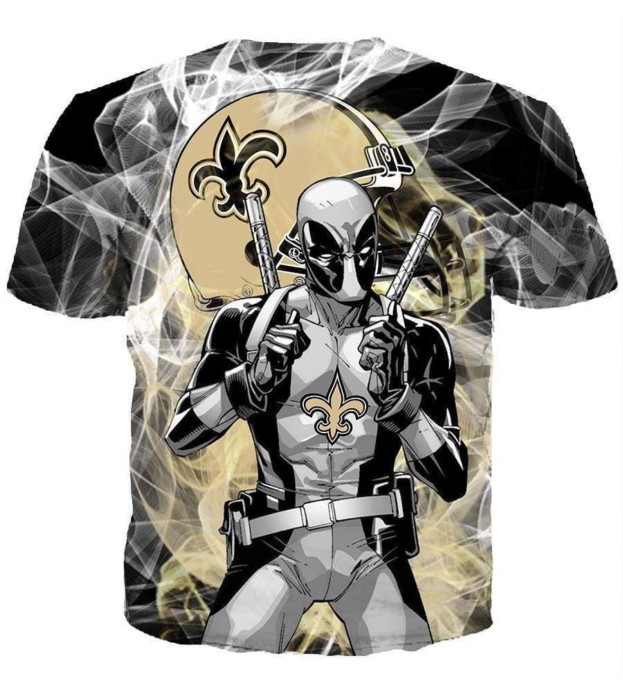 Deadpool New Orleans Saints Hoodies - Pullover Black Hoodie - Image 8