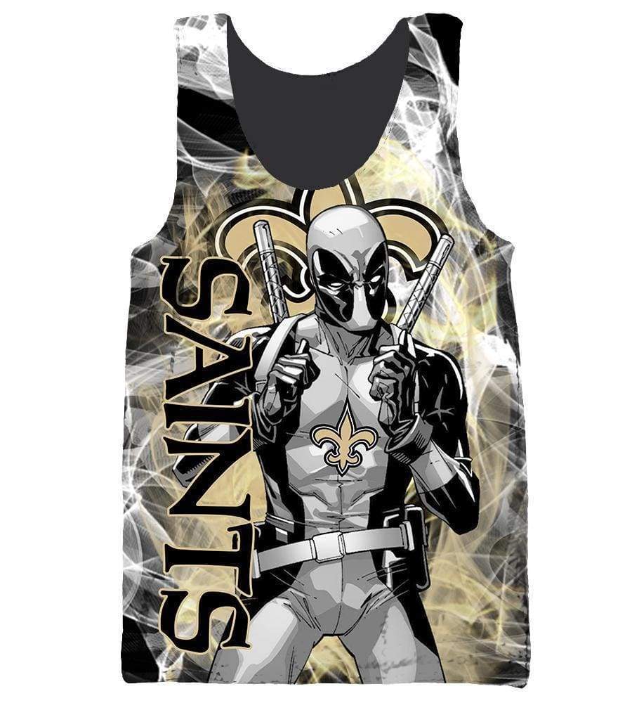 Deadpool New Orleans Saints Hoodies - Pullover Black Hoodie - Image 9