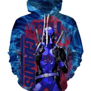 Deadpool New York Giants Hoodies - Pullover Blue Hoodie