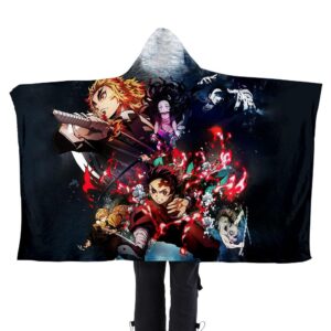 Demon Slayer 3D Printed Flannel Hooded Blanket