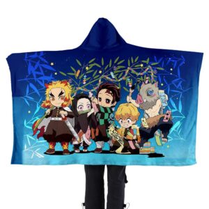 Demon Slayer 3D Printed Flannel Hooded Blanket