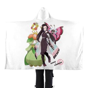 Demon Slayer x Pokemon Go Flannel Hooded Blanket