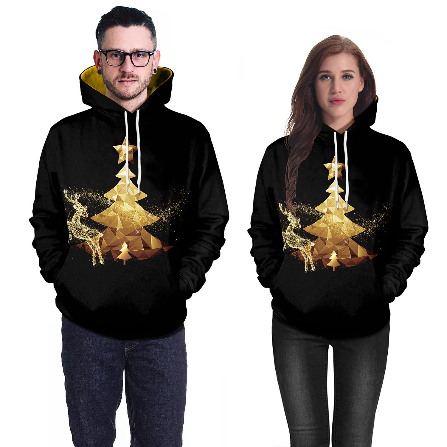 Christmas Hoodies - Gold Christmas Tree 3D Hoodie - Image 3