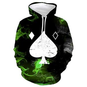 Destiny 2 Hoodies - Destiny 2 Forsaken Ace of Spades 3D Print Green Pullover Drawstring Hoodie
