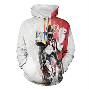 Destiny 2 Hoodies - Destiny 2 Forsaken Titan White and Red 3D Print Pullover Drawstring Hoodie