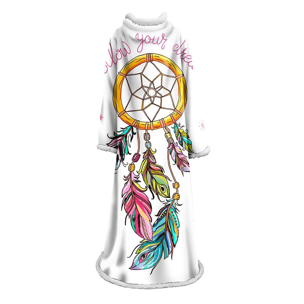 Digital Printed Blanket Dream Catcher - Blanket Robe With Sleeves - Image 8