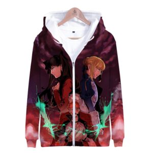 Fate Stay Night 3D Printed Zipper Hoodies - Fashion Hooded Sweatshirt Pullover