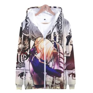 Fate Stay Night 3D Printed Zipper Hoodies - Fashion Hooded Sweatshirt Pullover