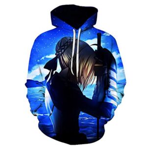 Fate Stay Night Hoodies - Saber 3D Printed Fashion Hooded Long Sleeve Pullover