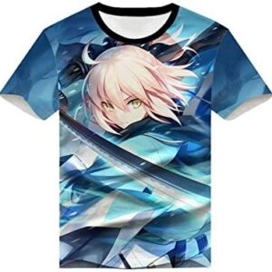 Fate Zero Fate/Stay Night Hoodies - Saber 3D Printed Anime T-Shirt Funny Short Sleeve Tee Tops