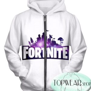 Fortnite Hoodies - Battle Royale White 3D Zip Up Hoodie