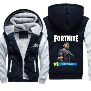 Fortnite Jackets - Solid Color Fortnite Game Victory Royale Hero Icon Fleece Jacket