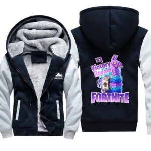 Fortnite Jackets - Solid Color Fortnite Game Victory Royale Rainbow Horse Icon Fleece Jacket