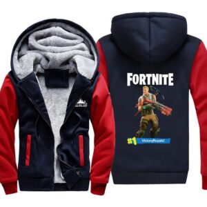 Fortnite Jackets - Solid Color Fortnite Game Victory Royale Warrior Icon Fleece Jacket