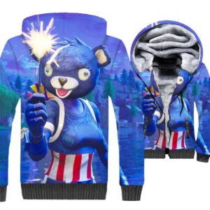 Fortnite Jackets - Solid Color Fortnite Panda Captain Series Super Cool 3D Fleece Jacket