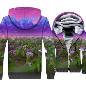 Fortnite Jackets - Solid Color Fortnite Series Game Map Super Cool 3D Fleece Jacket