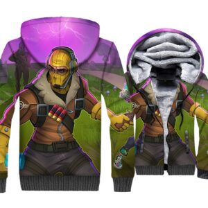 Fortnite Jackets - Solid Color Fortnite Series RAPTOR Cartoon Style Super Cool 3D Fleece Jacket