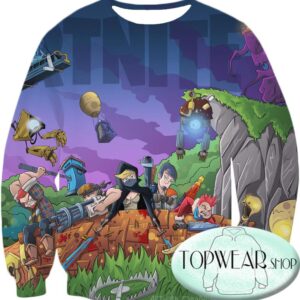 Fortnite Sweatshirts - Animated Team of Heroes 3D Sweatshirt