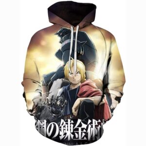 Fullmetal Alchemist Hoodies 3D Printed Pullovers Casual Pouch Pocket Drawstring Hoodies