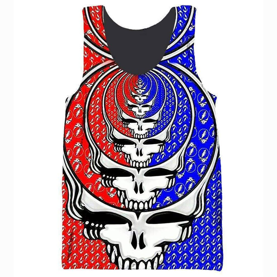Funny Grateful Dead Sweatshirts- Red - Blue Skull 3D Sweatshirt - Image 5