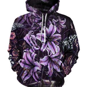Funny Pop Evil Hoodies - Pullover Flowers Purple Hoodie