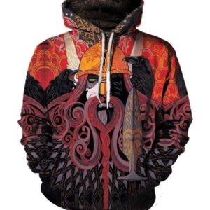 Funny Vikings Eye Hoodies - Pullover Red D Hoodie