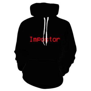 Game Among Us Hoodie - 3D Print Black Impostor Pullover Hoodie