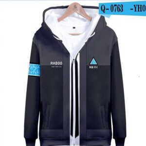 Game Detroit Become Human RK800 Connor Zip Up Hooded Sweatshirt Hoodie