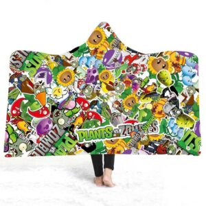 Game Plants VS Zombies Soft Fleece Hooded Blanket