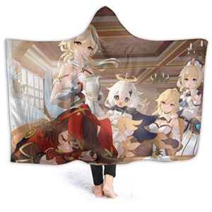 Genshin ImPact Hooded Blanket - Lisa Kaeya Jean Amber Cozy Thick Hooded Blanket