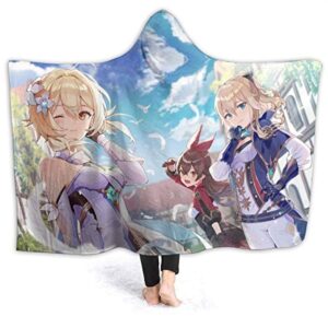 Genshin ImPact Hooded Blanket - Lisa Kaeya Jean Amber Cozy Thick Hooded Blanket