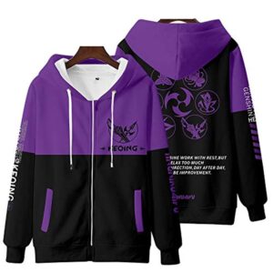 Genshin Impact Hoodies - 3D Hooded Zip Up Long Sleeve Casual Streetwear